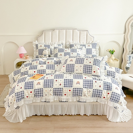 91家纺网 家纺一手货源 找家纺 （总）宜凡家纺 2024新款全棉印花雪纺夹棉系列床盖四件套