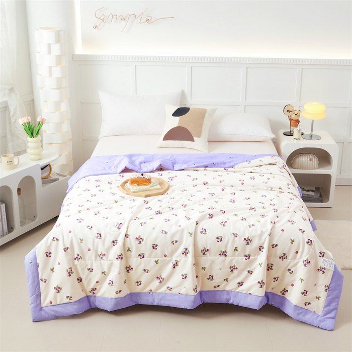 91家纺网 家纺一手货源 找家纺 瑜珠 2025新款双面全棉印花夏被夏凉被空调被子 香飘飘米