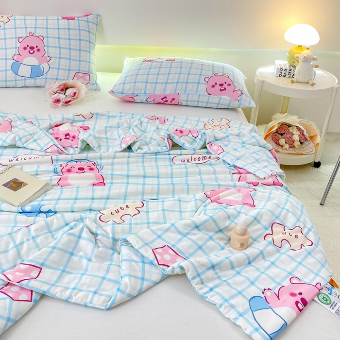 91家纺网 家纺一手货源 找家纺 柏薇 2024新款针织棉夏被 LP蓝