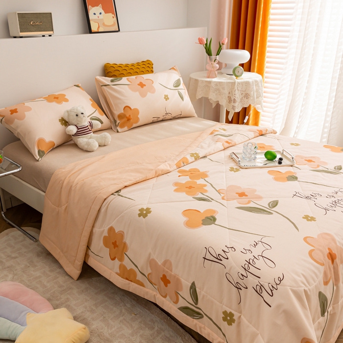 91家纺网 家纺一手货源 找家纺 瑜珠 2025新款双面全棉印花夏被夏凉被空调被子 春日暖阳