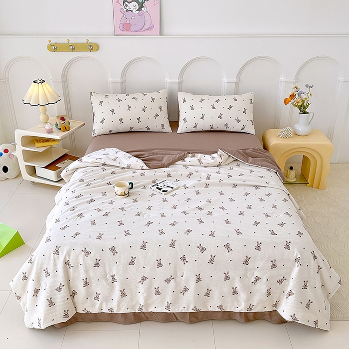 91家纺网 家纺一手货源 找家纺 斯卡诺家纺 2024新款泡泡棉夏被四件套 贝拉兔