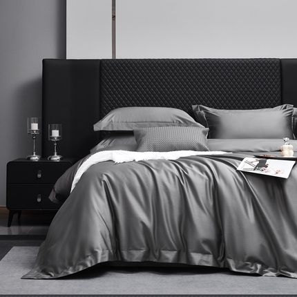 91家纺网 家纺一手货源 找家纺 利欧 2025新款100支全棉单被套 高级灰