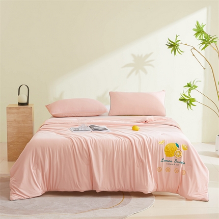 91家纺网 家纺一手货源 找家纺 （总）兄弟坊2025新款凉感丝纯色双拼柠檬夏被