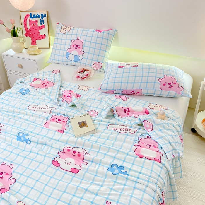 91家纺网 家纺一手货源 找家纺 柏薇 2024新款针织棉夏被 LP蓝