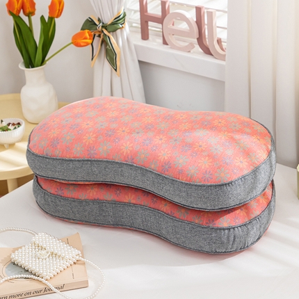 91家纺网 家纺一手货源 找家纺 织布人 2024新款荞麦枕蝶型全棉双层纱花生枕全荞麦壳颈椎枕头+枕芯 玉色苦荞麦枕30*52cm