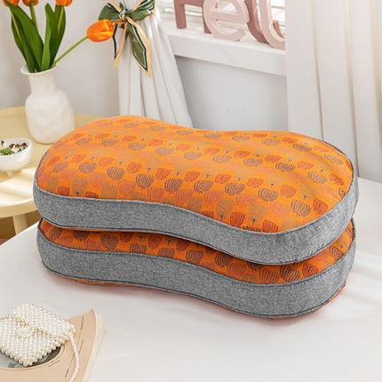 91家纺网 家纺一手货源 找家纺 织布人 2024新款荞麦枕蝶型全棉双层纱花生枕全荞麦壳颈椎枕头+枕芯 焦糖色苦荞麦枕30*52cm