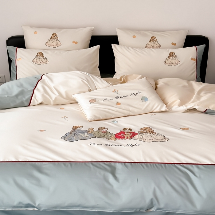 91家纺网 家纺一手货源 找家纺 （总）星野 2024新款棉精致刺绣贴布绣四件套-梦幻仙境