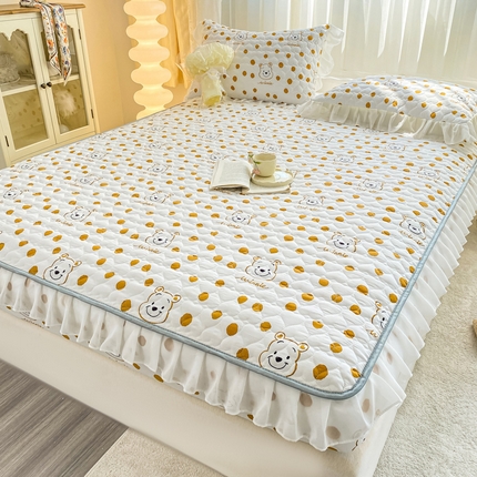 91家纺网 家纺一手货源 找家纺 眠势力2025新款花边床笠抗菌裙边床罩小清新床垫保护套