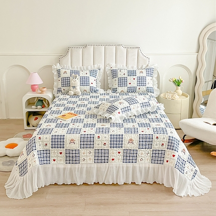 91家纺网 家纺一手货源 找家纺 （总）宜凡家纺 2024新款全棉印花雪纺夹棉系列床盖三件套