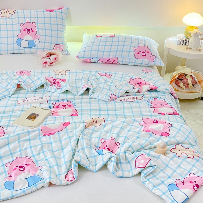 91家纺网 家纺一手货源 找家纺 柏薇 2024新款针织棉夏被 LP蓝