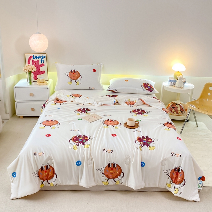 91家纺网 家纺一手货源 找家纺 柏薇 2024新款针织棉夏被 曲奇饼干