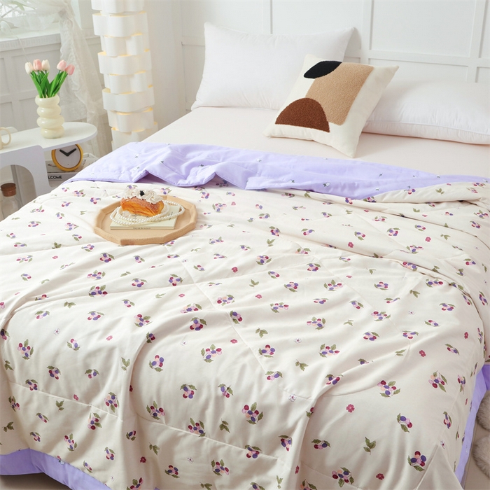 91家纺网 家纺一手货源 找家纺 瑜珠 2025新款双面全棉印花夏被夏凉被空调被子 香飘飘米