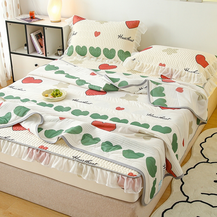 91家纺网 家纺一手货源 找家纺 伊人坊 2024新款A类凉感丝花边款乳胶床笠三四件套 花边 彩色心情