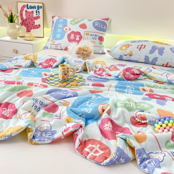 91家纺网 家纺一手货源 找家纺 柏薇 2024新款针织棉夏被 暴富蓝