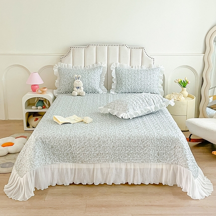 91家纺网 家纺一手货源 找家纺 （总）宜凡家纺 2024新款全棉印花雪纺夹棉系列床盖三件套