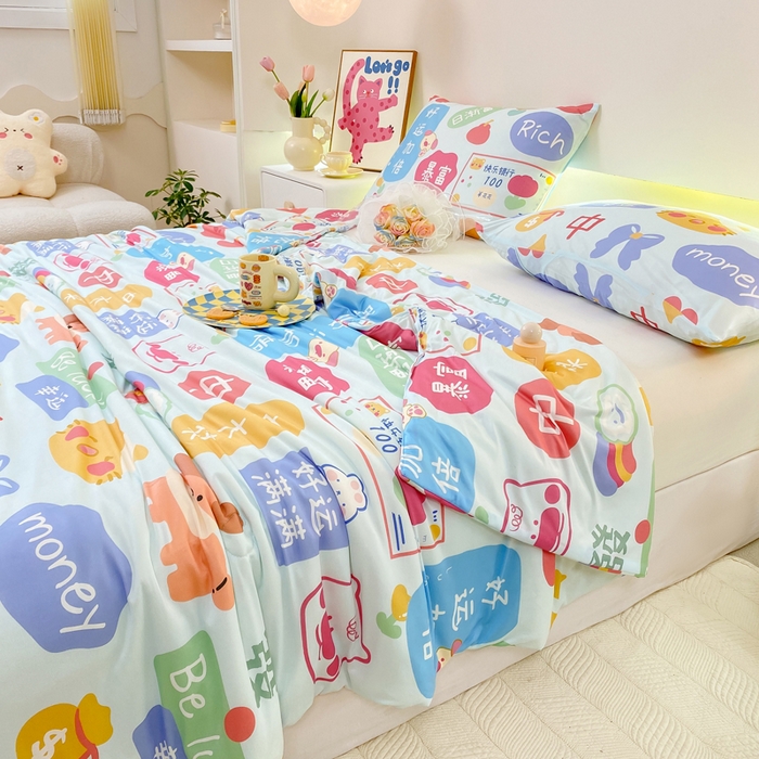 91家纺网 家纺一手货源 找家纺 柏薇 2024新款针织棉夏被 暴富蓝