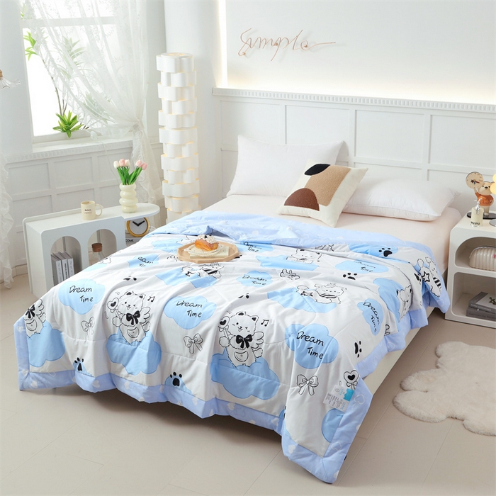 91家纺网 家纺一手货源 找家纺 瑜珠 2025新款双面全棉印花夏被夏凉被空调被子 哈尼宝贝