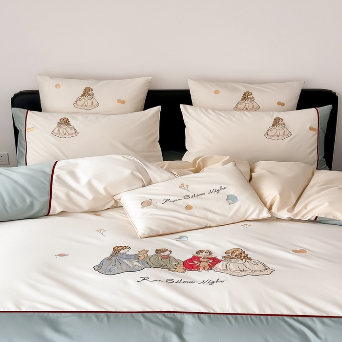 91家纺网 家纺一手货源 找家纺 （总）星野 2024新款棉精致刺绣贴布绣四件套-梦幻仙境