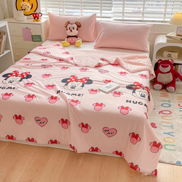 91家纺网 家纺一手货源 找家纺 大彩家居 2024新款凉感丝豆豆夏被 爱心米妮