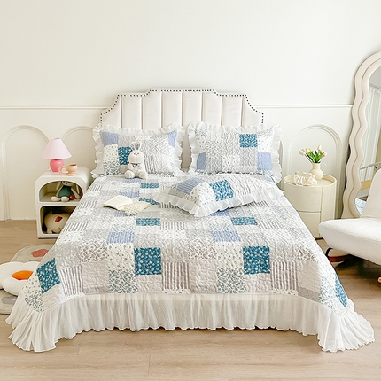 91家纺网 家纺一手货源 找家纺 （总）宜凡家纺 2024新款全棉印花雪纺夹棉系列床盖三件套