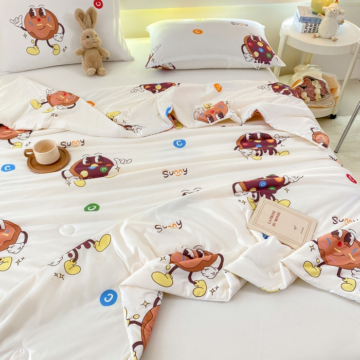 91家纺网 家纺一手货源 找家纺 柏薇 2024新款针织棉夏被 曲奇饼干