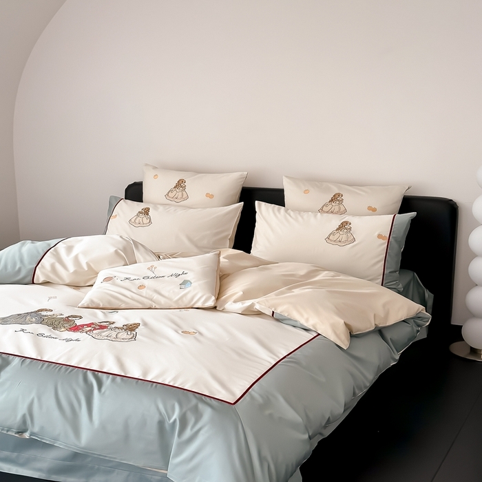 91家纺网 家纺一手货源 找家纺 （总）星野 2024新款棉精致刺绣贴布绣四件套-梦幻仙境