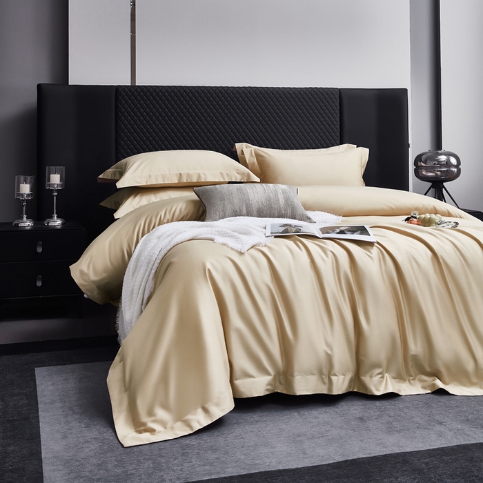 91家纺网 家纺一手货源 找家纺 利欧 2025新款100支全棉单被套 浅香槟