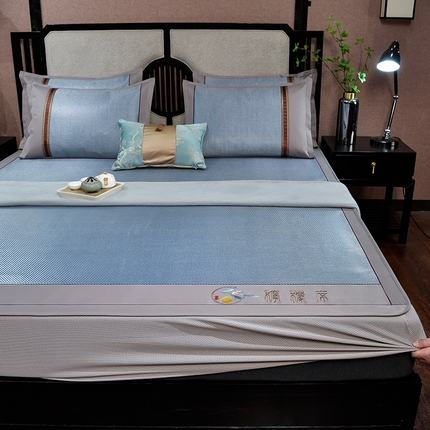 91家纺网 家纺一手货源 找家纺 （总）小牛席业 2024新款柠檬清香冰藤席-（床笠款）藤席竹席冰丝席乳胶席凉豆豆席 