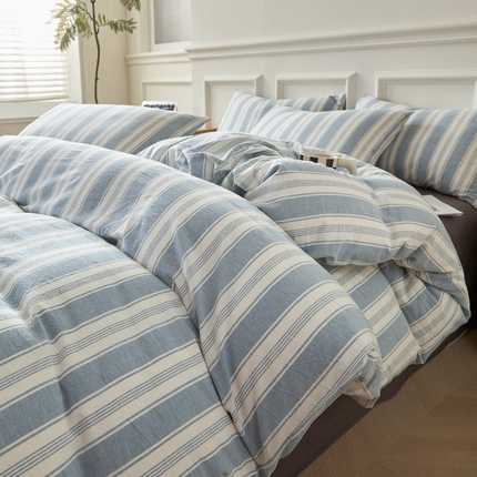 91家纺网 家纺一手货源 找家纺 （总）莱登卡奴 2024新款全棉色织水洗棉四件套