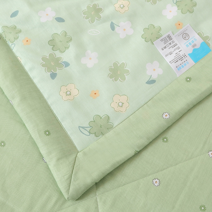 91家纺网 家纺一手货源 找家纺 瑜珠 2025新款双面全棉印花夏被夏凉被空调被子 欧若琳绿