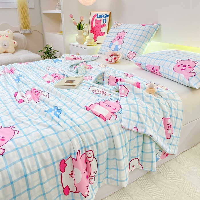 91家纺网 家纺一手货源 找家纺 柏薇 2024新款针织棉夏被 LP蓝