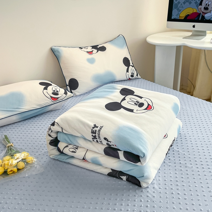 91家纺网 家纺一手货源 找家纺 大彩家居 2024新款凉感丝豆豆夏被 爱心米奇