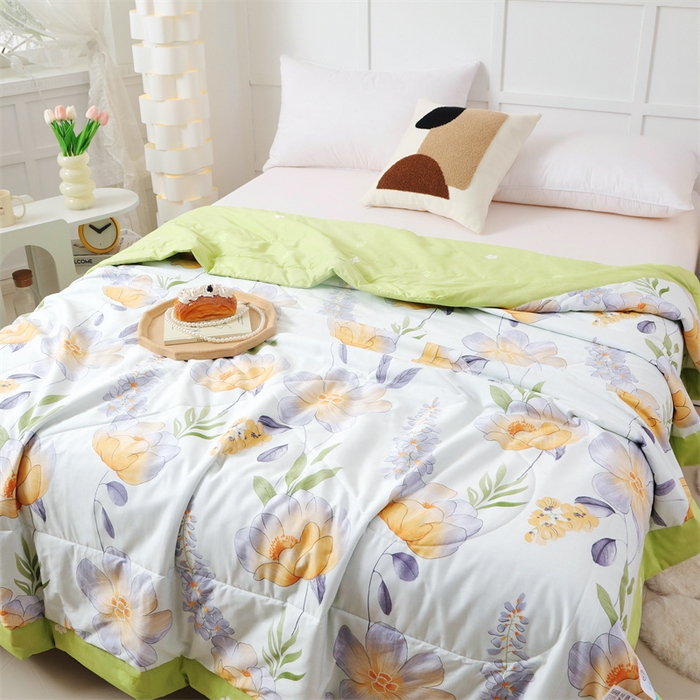 91家纺网 家纺一手货源 找家纺 瑜珠 2025新款双面全棉印花夏被夏凉被空调被子 记忆花香