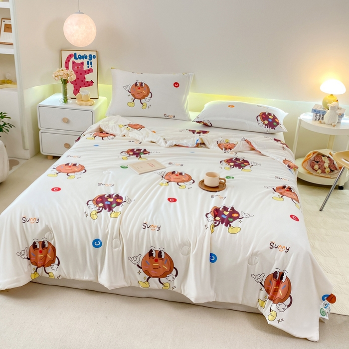 91家纺网 家纺一手货源 找家纺 柏薇 2024新款针织棉夏被 曲奇饼干