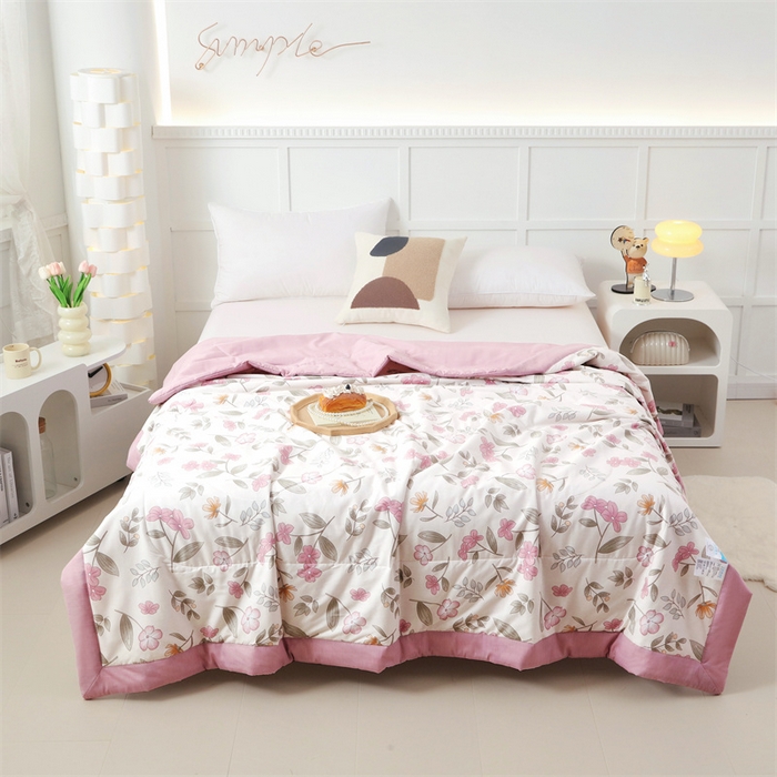 91家纺网 家纺一手货源 找家纺 瑜珠 2025新款双面全棉印花夏被夏凉被空调被子 巴黎春天