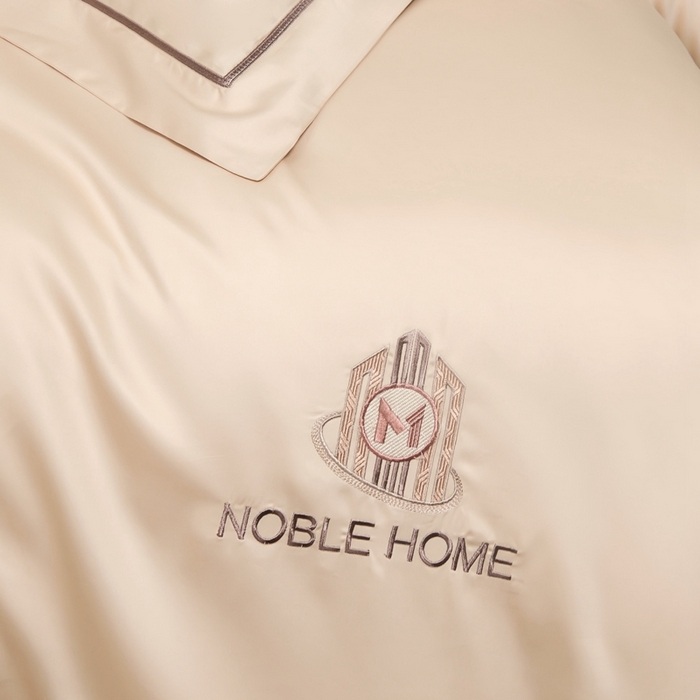 91家纺网 家纺一手货源 找家纺 U品汇（全棉磨毛源头厂家） 2024春夏新品60s支贡缎长绒棉刺绣花四件套纯棉全棉100%纯色简约轻奢 伯爵 -浅香槟