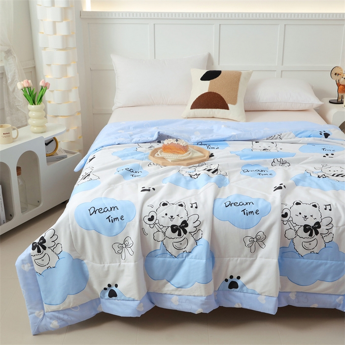 91家纺网 家纺一手货源 找家纺 瑜珠 2025新款双面全棉印花夏被夏凉被空调被子 哈尼宝贝