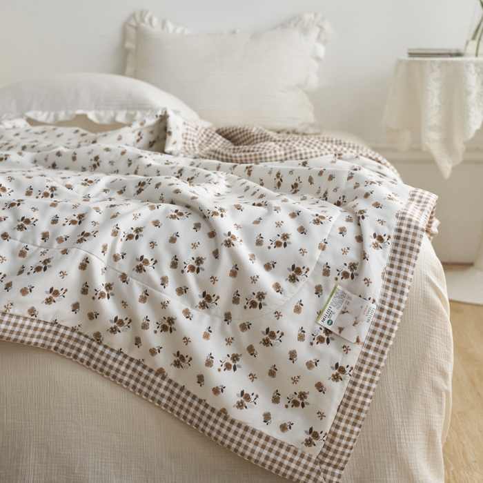 91家纺网 家纺一手货源 找家纺 维洋家纺 2025新款全棉印花棉花夏凉被 花之梦