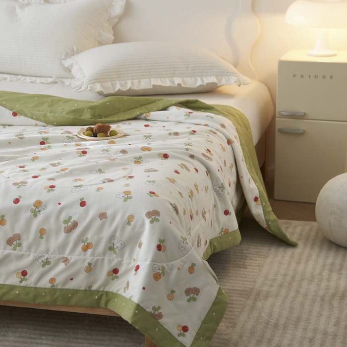 91家纺网 家纺一手货源 找家纺 维洋家纺 2025新款全棉印花棉花夏凉被 限定美好