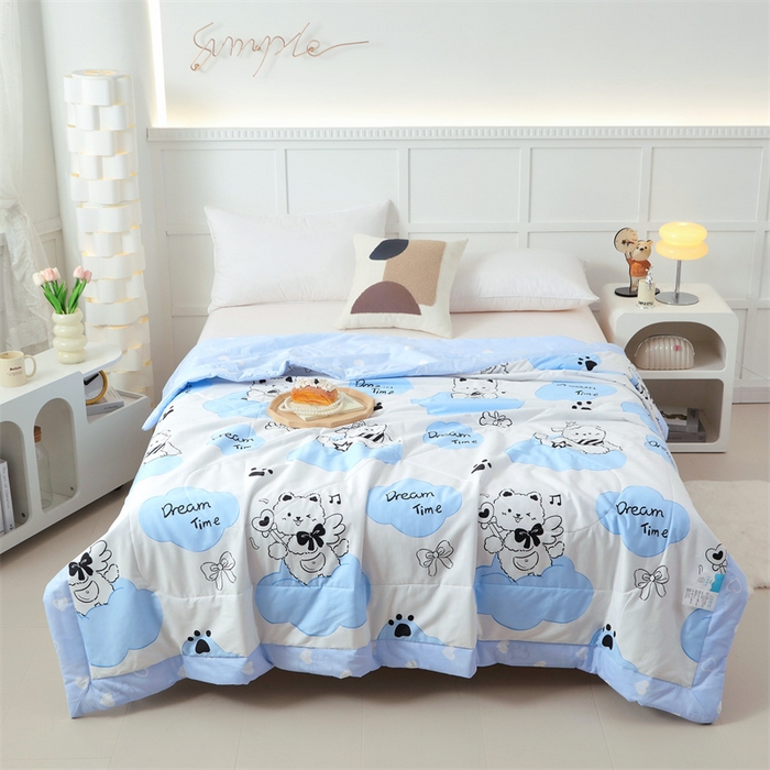 91家纺网 家纺一手货源 找家纺 瑜珠 2025新款双面全棉印花夏被夏凉被空调被子 哈尼宝贝