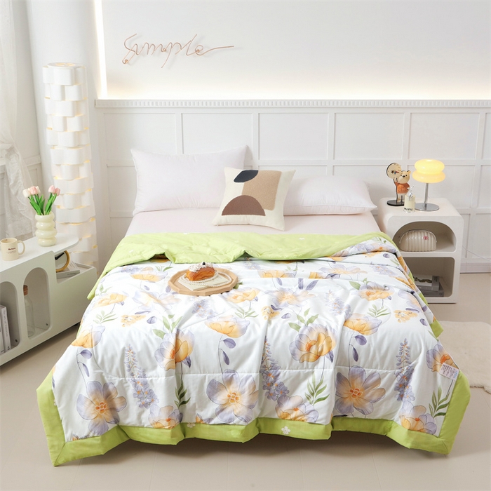 91家纺网 家纺一手货源 找家纺 瑜珠 2025新款双面全棉印花夏被夏凉被空调被子 记忆花香