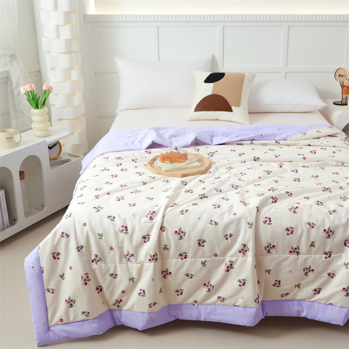 91家纺网 家纺一手货源 找家纺 瑜珠 2025新款双面全棉印花夏被夏凉被空调被子 香飘飘米