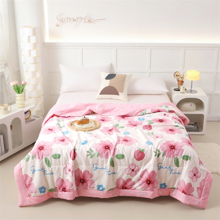 91家纺网 家纺一手货源 找家纺 瑜珠 2025新款双面全棉印花夏被夏凉被空调被子 花语之都