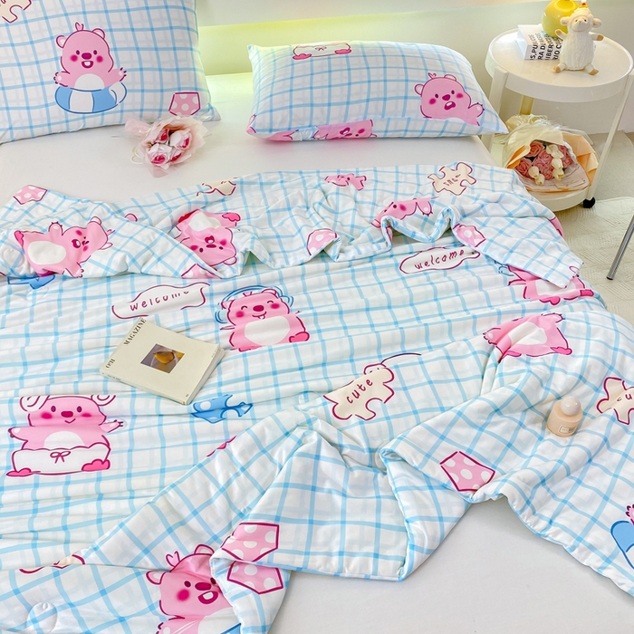 91家纺网 家纺一手货源 找家纺 柏薇 2024新款针织棉夏被 LP蓝