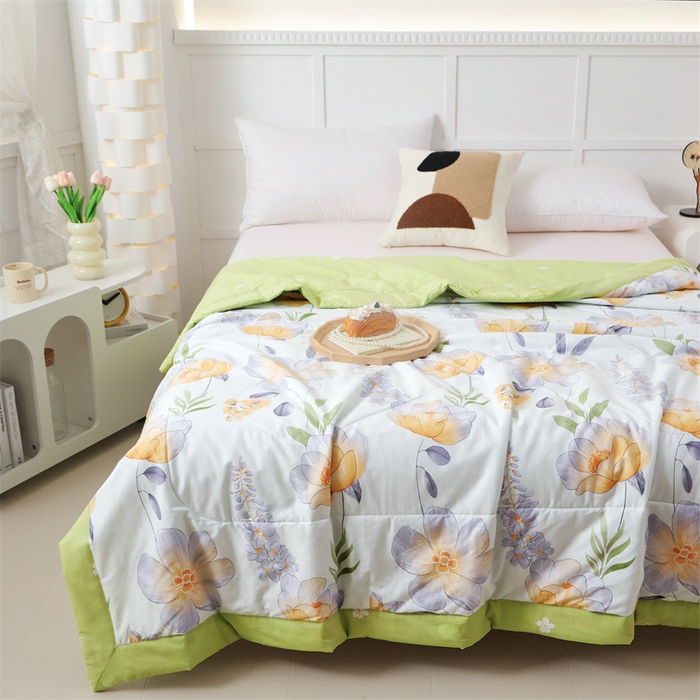 91家纺网 家纺一手货源 找家纺 瑜珠 2025新款双面全棉印花夏被夏凉被空调被子 记忆花香