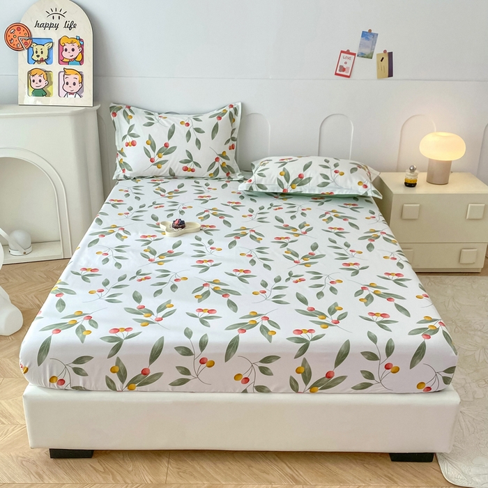 91家纺网 家纺一手货源 找家纺 帛织澜家纺 2026新款喷气12868系列纯棉印花单床笠 花果