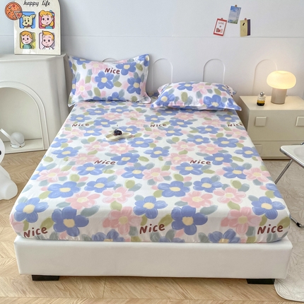 帛织澜家纺 2026新款喷气12868系列纯棉印花单床笠 蓝海晨光