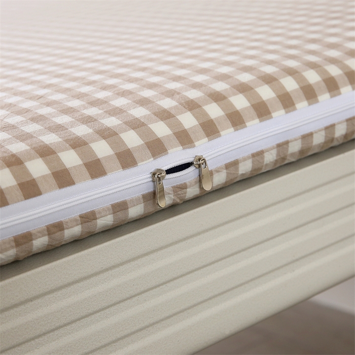 91家纺网 家纺一手货源 找家纺 凌云家纺 2025新款A类全棉水洗棉床垫套 格韵-咖