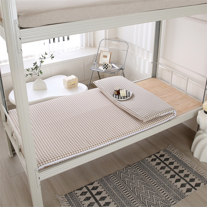 91家纺网 家纺一手货源 找家纺 凌云家纺 2025新款A类全棉水洗棉床垫套 格韵-咖