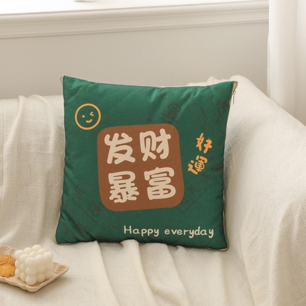 91家纺网 家纺一手货源 找家纺 番茄+ 2025春夏新款棉麻卡通抱枕被 发财暴富